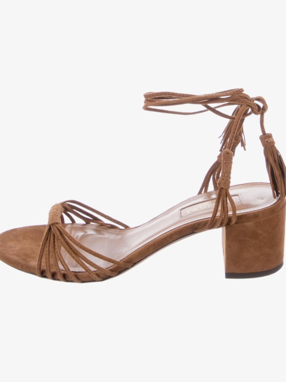 Aquazzura Suede Tassel Accents Sandals Size 7.5